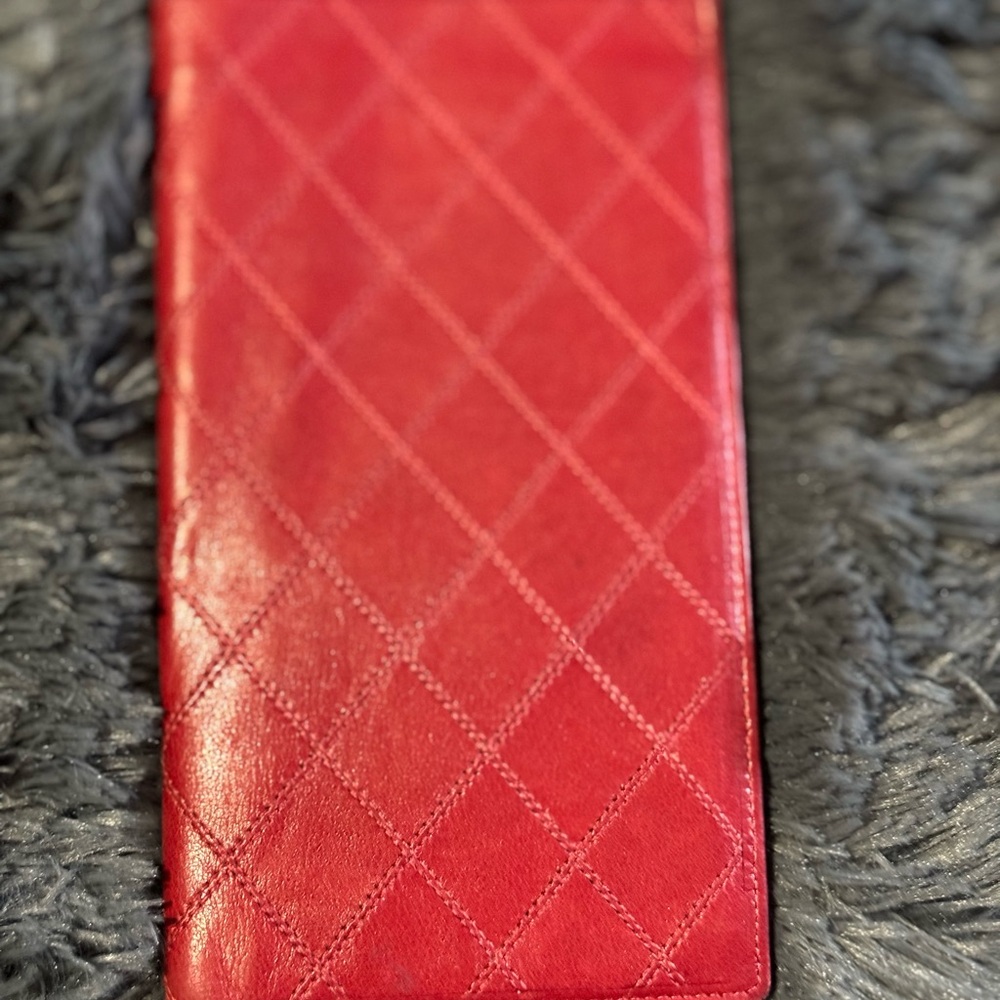 Red Quilted Leather Wallet